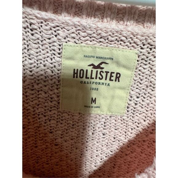 Hollister Pullover Sweater with White Stripes Women Jumper Pink Medium - Picture 2 of 3